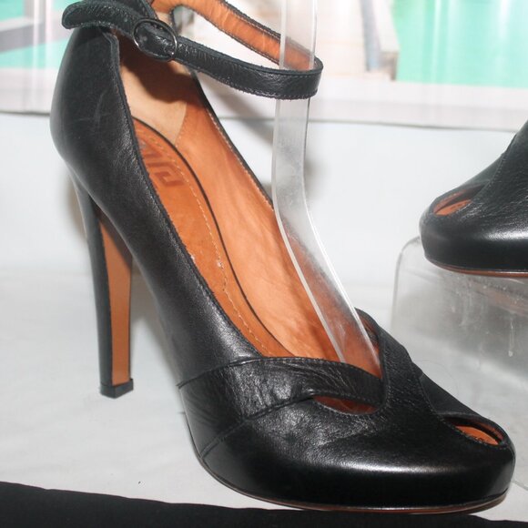 $950 Givenchy Leather Peep Toe Hidden Platform Ankle Strap Heels Shoe w … - Picture 3 of 8